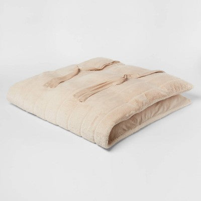  Luxe Channel Faux Fur Lounge Pillow Khaki - Threshold™