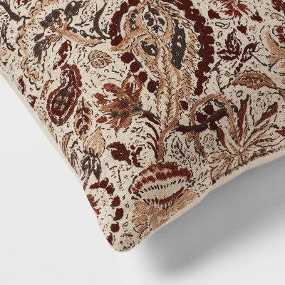  18"x18" Traditional Paisley Square Decorative Pillow Beige/Brown - Threshold™