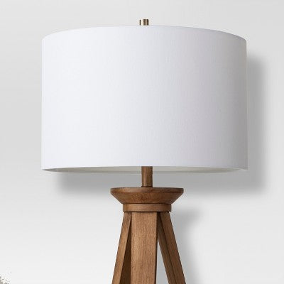  60"x16" Tripod Floor Lamp Oak Tone Wooden Finish - Threshold™: Elegant Standing Lighting, 3-Way Switch, UL Listed