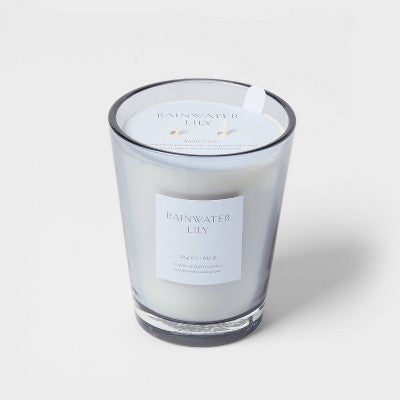  Colored Vase Glass With Dustcover Rainwater Lily Candle Gray - Threshold™