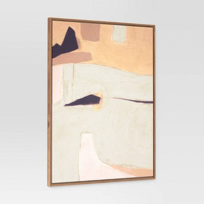  (Set Of 2) 24" X 30" Earth Abstract Framed Canvases Brown - Threshold™: Modern Vertical Wall Art, Digital Print