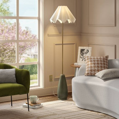  Wavy Shade Collection With Ceramic Base Floor Lamp - Threshold™
