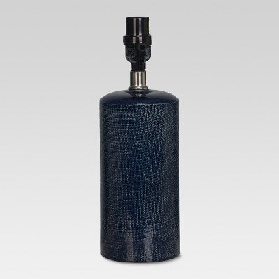  Linen Textured Ceramic Small Lamp Base Dark Blue - Threshold