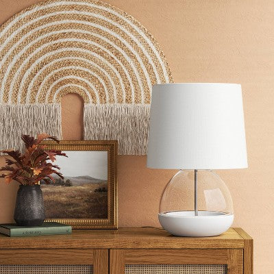  Glass Mixed Material Table Lamp Gray (Includes LED Light Bulb) - Threshold™