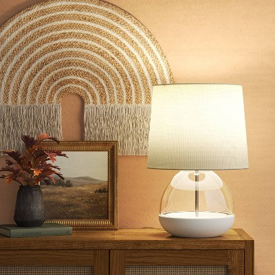  Glass Mixed Material Table Lamp Gray (Includes LED Light Bulb) - Threshold™
