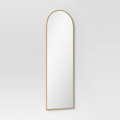  20" X 65" Arched Metal Leaner Mirror Brass - Threshold™