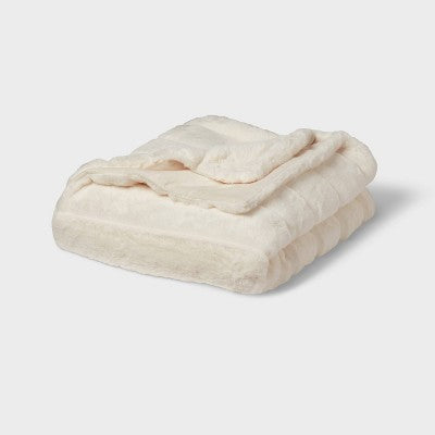  55"x80" Faux Fur Ribbed Bed Throw - Threshold™