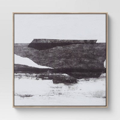  (Set Of 2) 24" X 24" Framed Canvas Black - Threshold™: Modern Style, Digital Abstract Art, Vertical Polystyrene Frame