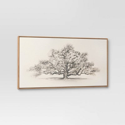  47" X 24" Pen And Ink Tree Framed Wall Canvas - Threshold™: Digital Art Nature Scene, Polystyrene Frame