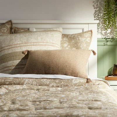  Oblong Traditional Tweed Decorative Throw Pillow Natural Brown - Threshold™