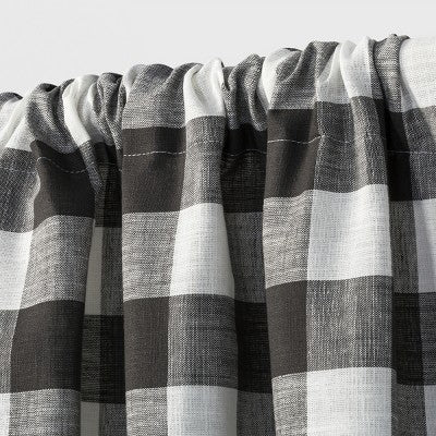  2pk 42"x36" Light Filtering Gingham Curtain Tiers Gray/White - Threshold™