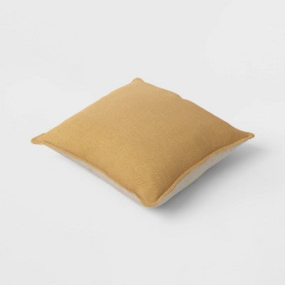  Square Linen Reversible Throw Pillow With Flange Contrast Neutral/Gold - Threshold™