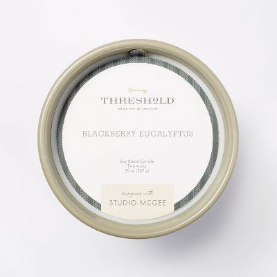  20oz Ceramic Blackberry Eucalyptus Candle Green - Threshold™ Designed With Studio McGee
