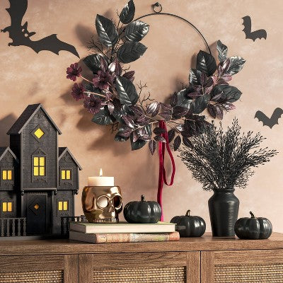  Halloween Leaf And Floral Wreath - Threshold™