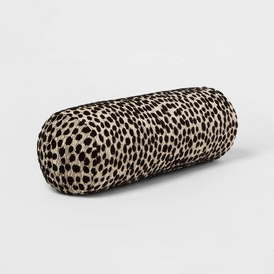  Bolster Jacquard Leopard Decorative Throw Pillow Black/Natural - Threshold™