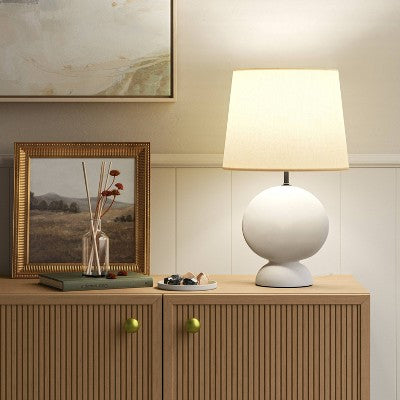  Ceramic Geo Table Lamp With Tapered Shade Off-White (Includes LED Light Bulb) - Threshold™