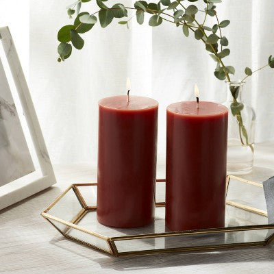  2pk Pillars Warm Cider & Cinnamon Red - Threshold™