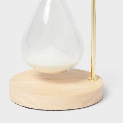  Decorative Hourglass With Rubber Wood Stand Natural Wood - Threshold™: Indoor Sand Timer Decorative Object