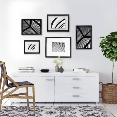  8" X 10" Matted To 4" X 6" Thin Gallery Image Frame Beveled Mat Black - Threshold™: Modern Wall Decor, MDF Material