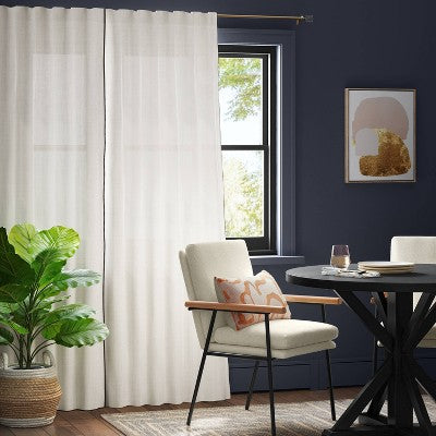  Light Filtering Marrow Edge Curtain Panel Ivory - Threshold™