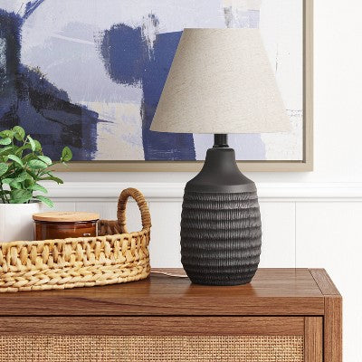  Small Textured Ceramic Lamp Base Black - Threshold™