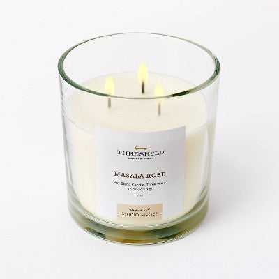 Clear Glass Masala Rose Candle White - Threshold™ Designed With Studio McGee