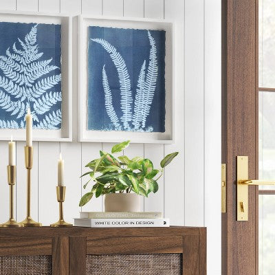  (Set Of 2) 16" X 20" Float Mount Plant Print Framed Wall Poster Set White - Threshold™