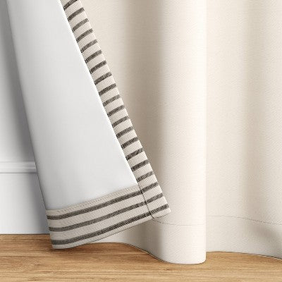  1pc 50"x84" Blackout Woven Stripe Border Window Curtain Panel Black - Threshold™