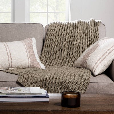  Chunky Knit Reversible Throw Blanket - Threshold™