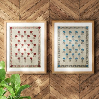  (Set Of 2) 16"x 20" Embroidered Floral Textile Wall Decors Neutrals - Threshold™