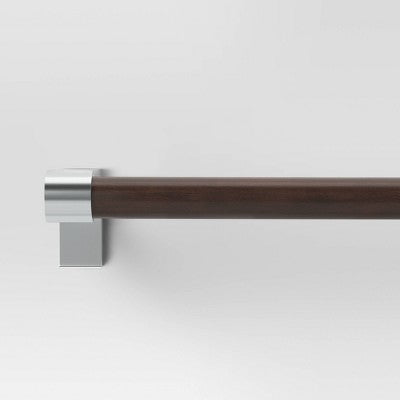  Dark Faux Wood Curtain Rod Nickel - Threshold™